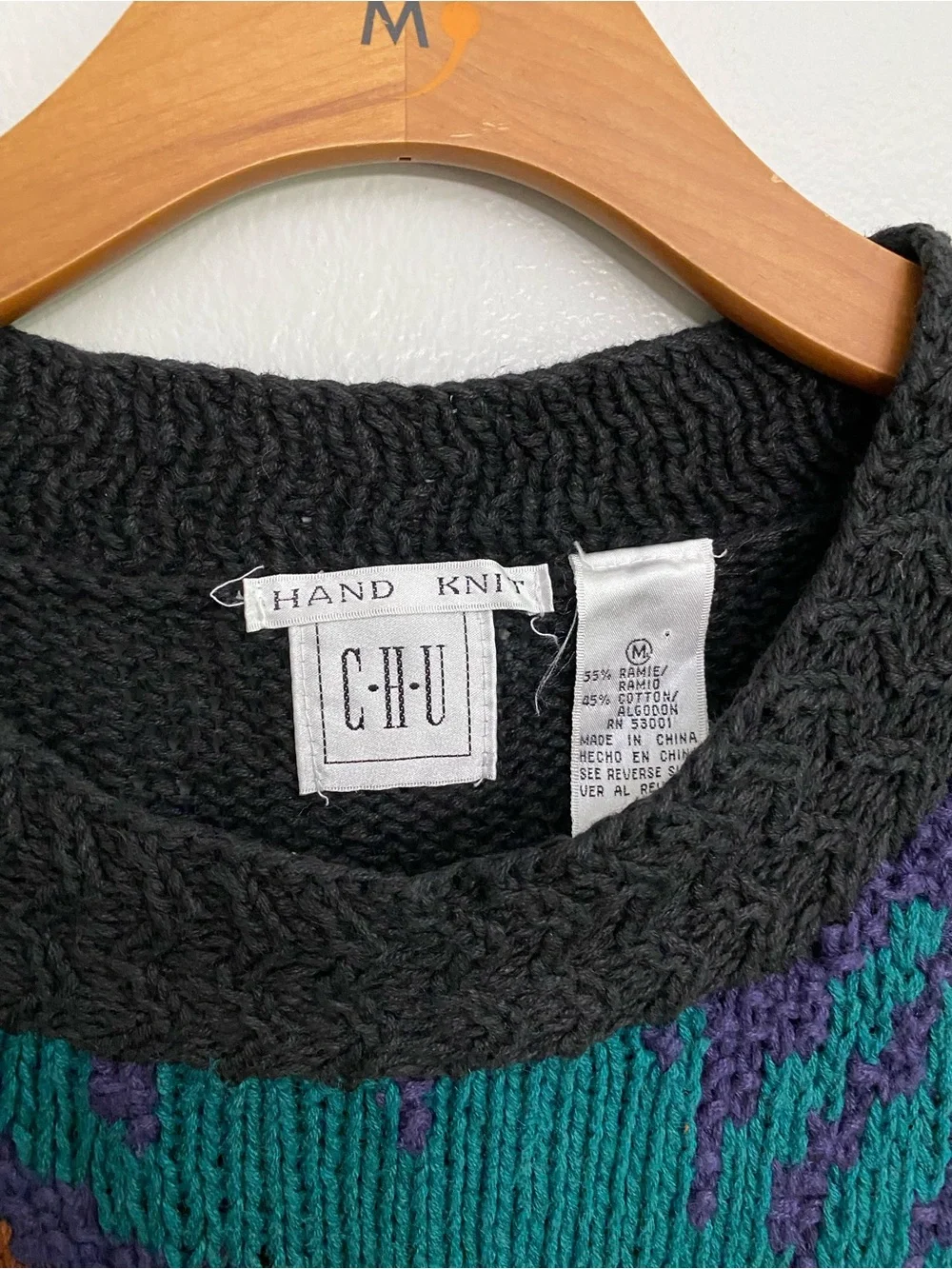 Vintage Floral Chunky Hand Knit Sweater - M - Picture 3 of 3